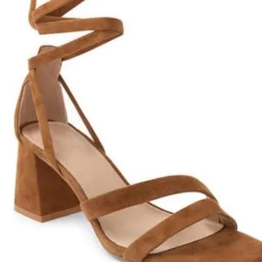 Brown Suede Block Heel Sandals